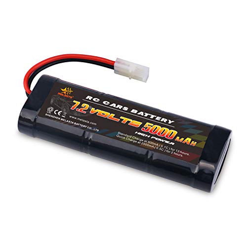 melasta 7.2V 5000mAh 6-Cell NiMH RC Battery for Cars/Trucks | High-capacity 10C discharge rate pack. Tamiya connector. Compatible with RC trucks, tanks, boats, and racing cars.