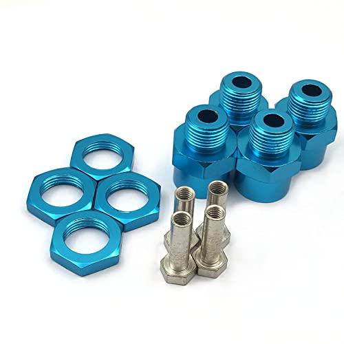 FainWan 4Pcs 12mm to 17mm Wheel Hex Hub Adapter Conversion Extension for 1/10 RC Car Upgrade 1/8 Tires/Off-Road/Short Card/Big Foot tire(Blue)