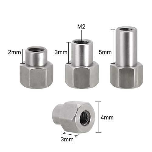 INJORA 2/3/5mm M2 Stainless Steel Long Wheel Nuts for 1/24 Axial SCX24