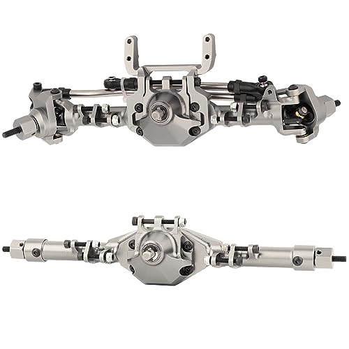 CNC Metal Front and Rear Straight Complete Axle for 1/10 Axial SCX10 II 90046 90047 RC Crawler Car New Upgrade Parts (Silver) - color: Silver