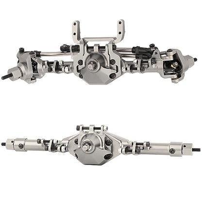 CNC Metal Front and Rear Straight Complete Axle for 1/10 Axial SCX10 II 90046 90047 RC Crawler Car New Upgrade Parts (Silver) - color: Silver