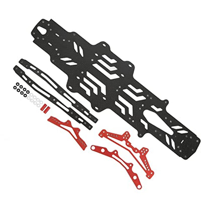 RC Drift Racing Chassis Plate, Carbon Fiber Aluminum Alloy RC Car Chassis Upgrade Parts, High Strength CNC Carbon Fiber for MST RMX2.0S RRX2.0S 1/10, Lightweight Two Layer Hollow D (Black) - color: Black