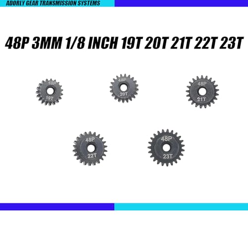 48P 3mm Rc Pinion Gear Set 19T 20T 21T 22T 23T for 1/16 traxxas Slash 4X4 E-Revo Summit 1/10 4-Tec Bandit Slash Rustler Stampede Raptor Upgrade Parts