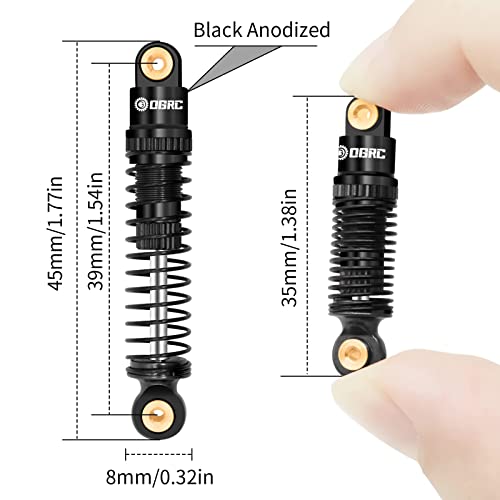 OGRC Shocks Absorber Oil Threaded Damper Aluminum Front & Rear Shocks for Axial SCX24 C10 JLU Deadbolt Gladiator Bronco Upgrade Parts (Black) - color: Black