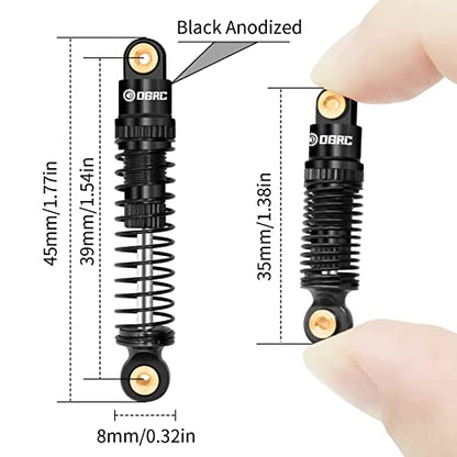 OGRC Shocks Absorber Oil Threaded Damper Aluminum Front & Rear Shocks for Axial SCX24 C10 JLU Deadbolt Gladiator Bronco Upgrade Parts (Black) - color: Black