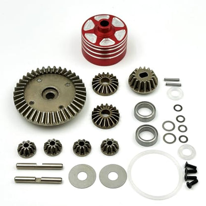 Metal Differential Case & Bevel Gear Set (39T), CNC Aluminum Housing, Steel Gears, 1/10 RC Upgrade Part