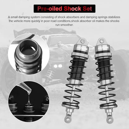 2PCS 1/10 RC Car Aluminum Front Shocks Replacement of AR330550 Update Parts | Compatible with Arrma 1/10 Typhon 3S/2S Granite 4x4 Bigrock Senton Shock Absorber Assembled - color: Gray Black 2Pcs F