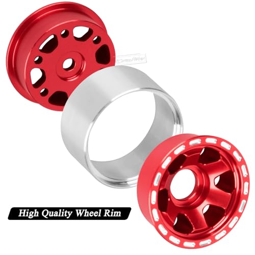 1.0 Beadlock Wheel Tires Set for 1/24 SCX24,1/18 TRX4M RC Crawler Car,1.0 Beadlock Wheels 1.0 Beadlock Tires RC Upgrades Part,4pcs,Red - color: Red(4pcs)
