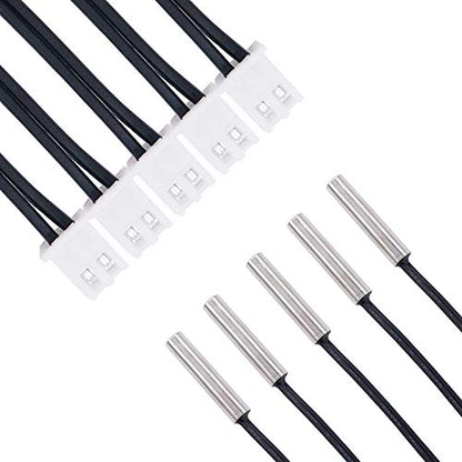 TWTADE 5 Pcs 1M 10K B3950 Thermistor Temperature Sensor,able to Support -25 to 125 Degree Celsius,Sensitive NTC Temperature Sensor Probeprobes has 5 * 25mm Stainless Steel housing NTC-1M-5P - size: 1M