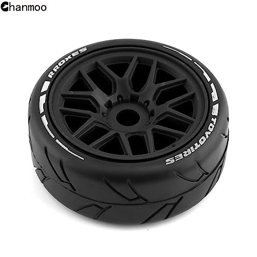 1/8 RC On Road Car Tires and Wheels Rims 17mm Hex 103mm Rubber Rally Tyres for 1:8 Scale RC On-Road Racing Car HPI WR8 HSP Hobao ARRMA Redcat Losi Kyosho VRX RC Rally Drift Car 4PCS (Black) - color: Black