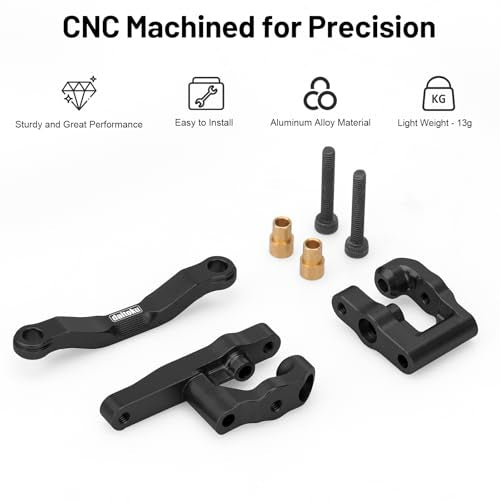 daitoku RC Steering Set Aluminum Upgrade Parts Steering Assembly for 1/18 Arrma Granite Typhon GROM 1/16 Mojave GROM 1/12 Losi Nascar RC Car (Black) - color: Black