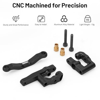 daitoku RC Steering Set Aluminum Upgrade Parts Steering Assembly for 1/18 Arrma Granite Typhon GROM 1/16 Mojave GROM 1/12 Losi Nascar RC Car (Black) - color: Black