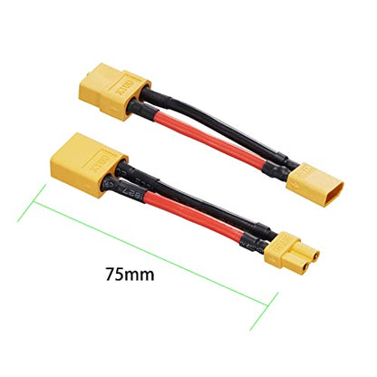 4pack XT60 to XT30 Adapter 50mm14AWG xt30 to xt60 Adapter | XT60 Male to XT30 Female Adapter Male XT30 to Female XT60 Adapter for Lithium Battery Micro FPV Drone FPV - size: XT60-XT30