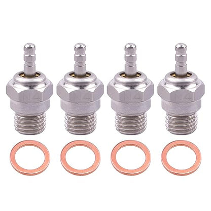 N4#4 NO.4 Glow Plug 70117 Medium Hot Spark Nitro Engine Parts for Traxxas HPI HSP Kyosho Redcat 1/8 1/10 RC Car Truck Buggy Replace OS 8 (4PCS)