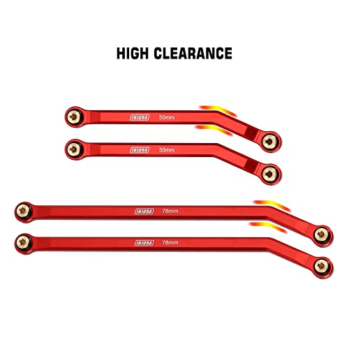 INJORA High Clearance Front 4 Links Set for SCX24 Gladiator Dodge Power Wagon 1/24 RC Crawler Car Axial, 8PCS (Red) - color: Red