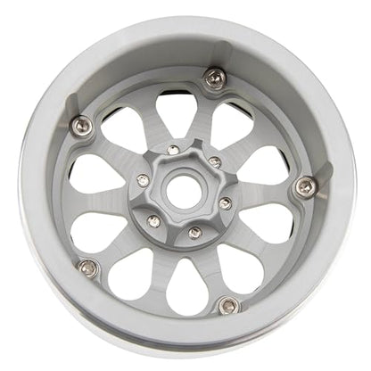MEUS RACING 2.2 Beadlock Wheels Rims Deep-Dish Wheel for Axial SCX10 Traxxas TRX4 Vanquish VS4-10 Redcat Gen8 1/10 RC Crawler Upgrades (Silver) - color: Silver