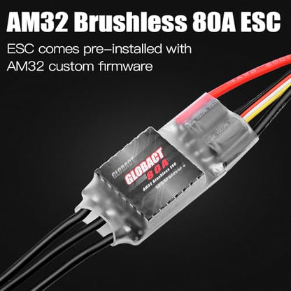 GLOBACT AM32 ESC 80A Power System 2-6S BEC 5.20-8.2V for 1/10 RC Crawler | Fits Axial SCX10 TRX4 TRX6 Redcat FMS RC4WD