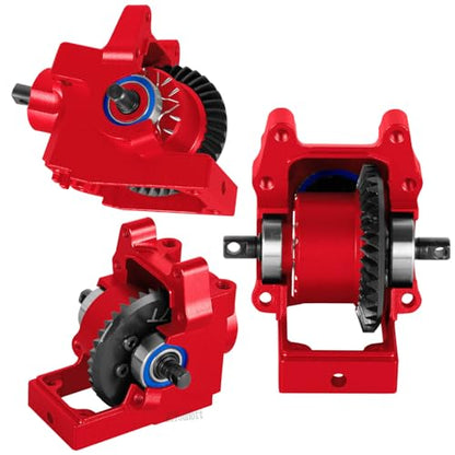RC Aluminum Transmission Gearbox Case & 37T Diff Gear Upgrades Part for 1/10 Slash/Rustler/Stampede/Jato 4X4 4WD VXL/XO-1,Replace #6880#6881,Red - color: Red-(rc Upgrades Part）