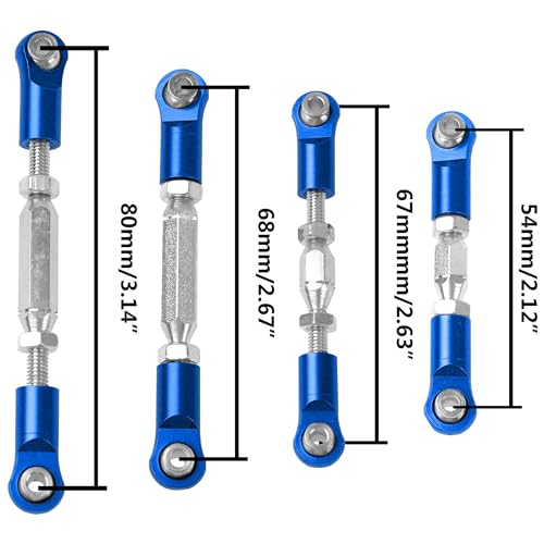 Metal Turnbuckles Rod Camber Links Steering Linkage Tie Rods Pull Rod Compatible with Arrma Granite 4X4 Senton 4X4 Mega550 1/10 RC Car (Blue) - color: Blue