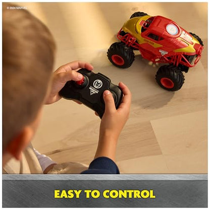 Monster Jam Marvel Iron Man RC Truck, 1:24 Scale | Remote Control Truck Toy, Durable Construction, Authentic Design, Easy to Use Remote, Pretend Play Gifts for Kids Ages 4+ - style: Marvel Iron Man