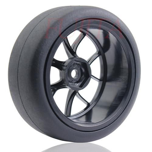fujita 12mm hex 1/10 RC Drift Tires and Hard Plastic Wheels Rims Rally Racing Tyres for Tamiya XV01 XV02 TT02 PTG HSP RGT Kyosho FAZER MK2 Lc Racing PTG (Black) - color: Black