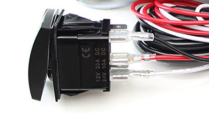 iJDMTOY 2-Output Universal Relay Wiring Harness with Blue LED Spot Light ON/OFF Rocker Switch, 2-Pin Quick-Connect, Manual Operation - style: Spot Lights