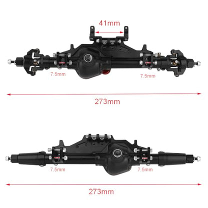 Complete Metal Front Rear Axle for 1/10 RC Rock Crawler Axial Wraith 90018 90020 90045 RR10 90048 90053 (Black) - color: Black