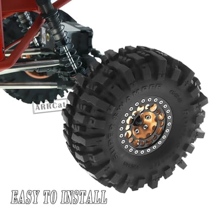 RC 1.9 Beadlock Wheels and Tires for 1/10 SCX10 SCX10 II 90046 SCX10 III AXI03007 SCX10 Pro TRX4 TRX6 Gen7/8 D90 VS4-10 MST CFX RC Crawler Car,Aluminum 1.9 Beadlock Wheel Rims and Tires,Brown - color: Brown for Axial SCX10