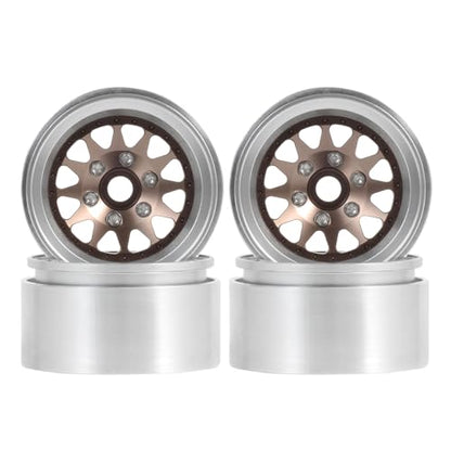 4PCS 1.9" Beadlock Wheel Rims Offset-10mm Aluminum Alloy Metal Wheel Hub for 1/10 RC Rock Crawler Car for Axial SCX10 TRX4 TRX6 D90 D110 Upgrade Accessories(12Holes-Bronze) - color: 12holes-bronze