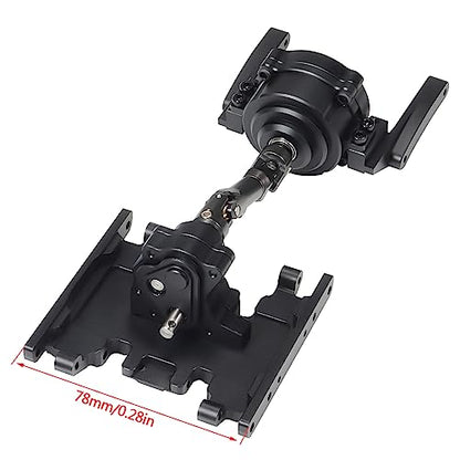SCX10 II Planetary Gearbox Transfer Case Short Drive Shaft Skid Plate Front Motor Mount for 1/10 RC Crawler Chassis SCX10 II Upgrades Accessories (Black)