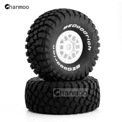1/8 RC Short Course Truck Tires And Wheels 17mm Hex OD 140mm 1/7 All Terrain Off Road Tyres For 1:7 1:8 RC Buggy Truck Car HSP TRAXXAS UDR DF7 FS Atom ARRMA Mojave YK4072 DF7 4PCS (White) - color: White