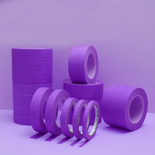 6 Rolls Fine Line Tape 1/16, 1/8, 1/5, 2/5, 1/2, 3/4 Inch x 55 Yard Fineline Masking Tape Painter Adhesive Automotive for DIY Car Auto Paint (Purple, Mixed Sizes) - color: Purple, size: Mixed Sizes