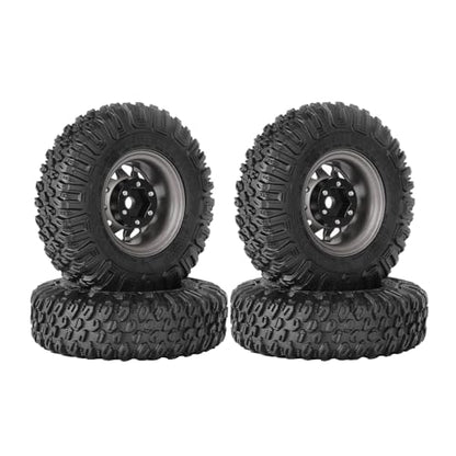 4PCS RC Car 1.55 Inch Tyres Aluminum Alloy Metal Beadlock Wheel Rim and Rubber Tires for 1/10 RC Crawler Car for Axial AX90069 D90 TF2 Tamiya CC01 LC70 MST JIMNY(85mm-10Holes Gray) - color: 85mm-10Holes Gray