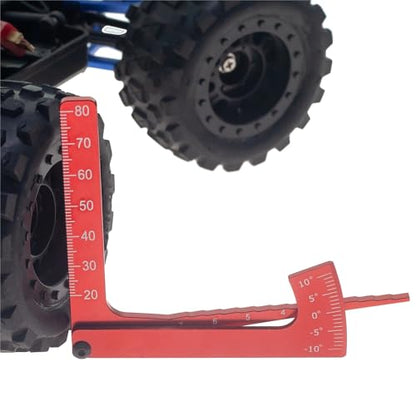 RC Car Repair Kit for RC Car 3-in-1 Aluminum Gauge Ruler Camber Ride Dip Angle Tool Chassis Suspension Set for Up Aluminium Alloy Wheel Measure Upgrade Parts(Red) - color: Red