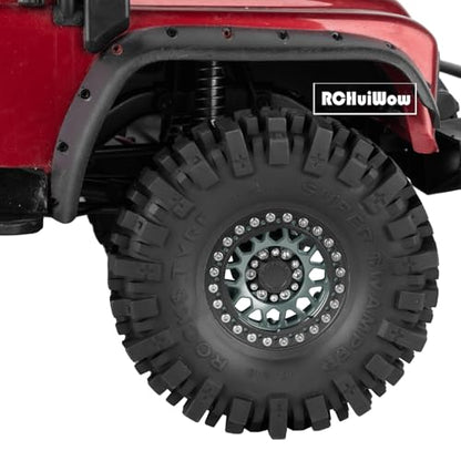RC 1.9" Beadlock Wheels Rims for 1/10 SCX10 90046 AX103007 TRX4 TRX6 D90 VS4-10 MST CFX Gen8 Gen7 RC Crawler,Alloy Aluminium 1.9 rc Wheel Rim w/Rings,Titanium w/Black - color: Titanium(4pcs)