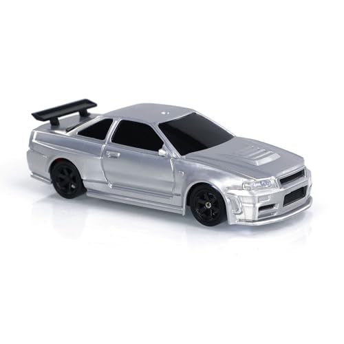 TOUCAN RC HOBBY Remote Control Race Car 1/43 RTR with Gyro RC Drift Car 4WD Traffic Cones for Indoor Outdoor (Silver) - color: Silver