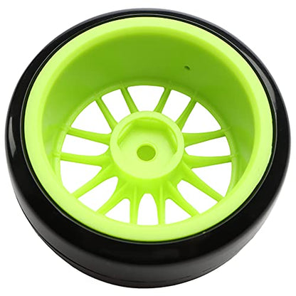 4PCS 12mm Hub Wheels,1:10 63mm Hard Plastic RC Drift Cars On Road Touring Racing Bald Tires for Traxxas HSP Tamiya HPI Kyosho On-Road Drifting Car Trucks(Green) - color: Green