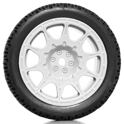 REDSPIDER 12mm Hex RC Wheels and Tires Nylon Wheel Rims OD68mm Rubber Tires Compatible with Tamiya TT01 TT02 XV01 HSP HPI Kyosho Traxxas WLtoys 1/10 1/12 On-Road Touring Car (White) - color: White