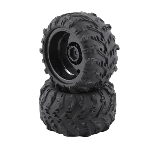 RC Tires, 2Pcs 1/6 Scale 12mm Hex RC Wheels and Tires RC Rubber Wheel Tire Tyre, High Resilience RC Drift Car Tires and Wheel Rims RC Car Accessory for SCY 16101 16102 1/16 RC Car