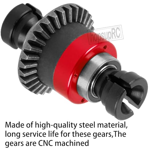 RC 30T 0.8Mod V2 Steel Metal Differential Assembled Differential Upgrades Part for 1/18 Granite,Typhon,Mojave Grom Mega 380 Rc Car.Main Gear & Differential Case Hops Up,Red(2PCS) ARA311177V2