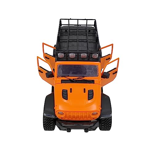 GoolRC 1:12 Scale 4 Wheel Drive Remote Control Car, Off-Road Truck with Lights, 2.4G Remote Control Crawler - color: Orange, size: 2 Battery