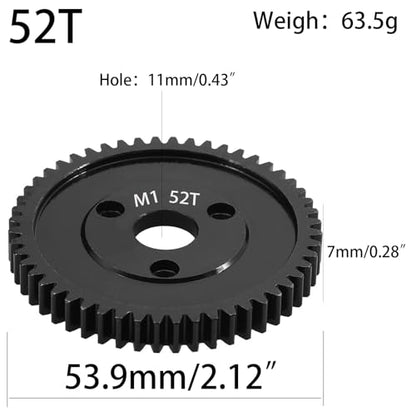 M1 Spur Gear 1.0 Metric Pitch 52-Tooth, 30T 32T 34T 36T 38T 40T 42T 44T 46T 48T 50T 52T Spur Gear Mod 1 for TRAXXAS Slayer Pro 4X4 Revo 3.3 ARRMA HPI HOBAO LOSI, Hardened Steel Upgrade Part Gear (52T) - size: 52T