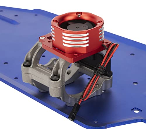 DKKY RC Motor Cooling Fan Heatsink 21000 RPM for Traxxas 1/8 4WD Sledge Motor with LED Light, Red - color: Red