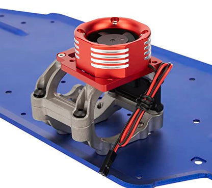 DKKY RC Motor Cooling Fan Heatsink 21000 RPM for Traxxas 1/8 4WD Sledge Motor with LED Light, Red - color: Red