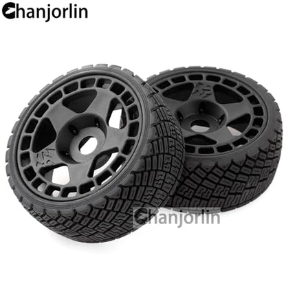 1/8 1/7 RC On Road Tires And Hard Plastic Rally Racing Wheels 17mm Hex Touring Tyres OD 3.94'' For 1:8 1:7 Street Drift Car ARRMA Losi Kyosho GT2 W10 Tamiya HPI WR8 HSP 4PCS (Black) - color: Black