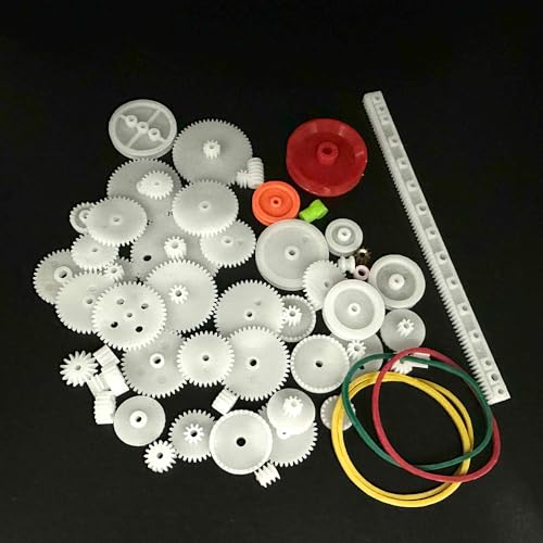 60PCS Small Gear Kit Plastic Gears Belt Pulley Single Gear Spindle Gear Small Motor Gears for DC Motor RC Car Robot Model Toy DIY Gear Replacement