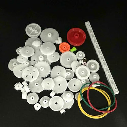 60PCS Small Gear Kit Plastic Gears Belt Pulley Single Gear Spindle Gear Small Motor Gears for DC Motor RC Car Robot Model Toy DIY Gear Replacement