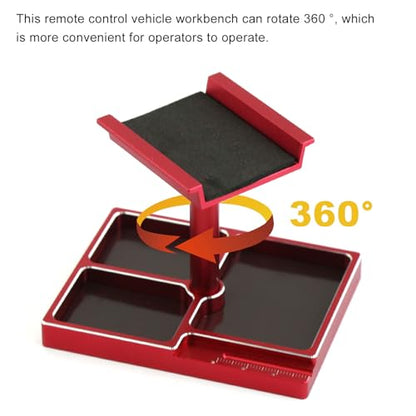 kingsea RC Car Work Stand 360° Rotation Body Mounts RC Repair Tool Set Aluminum Alloy RC Work Stand for 1/18 1/24 RC Car Truck Buggy (Red) - color: Red