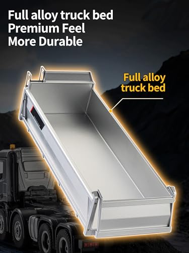21-Inch Alloy Upgraded Version Remote Control Dump Truck 13-Channels 1/14 Scale 13 LBS Load Capacity RC Heavy Duty Metal Construction Vehicles Toy for 14Y+ (8-Wheels)