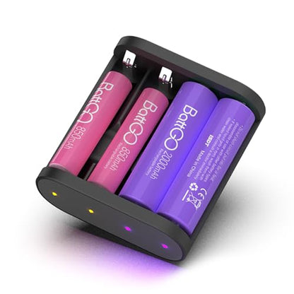 ISDT A4 Air Smart Battery Charger AA AAA 4 Bay Portable Charger with USB C Port Fast Charging for NiMH NiCd Lithium Rechargeable Batteries with Bluetooth APP Connection (Black) - size: 4 Slot